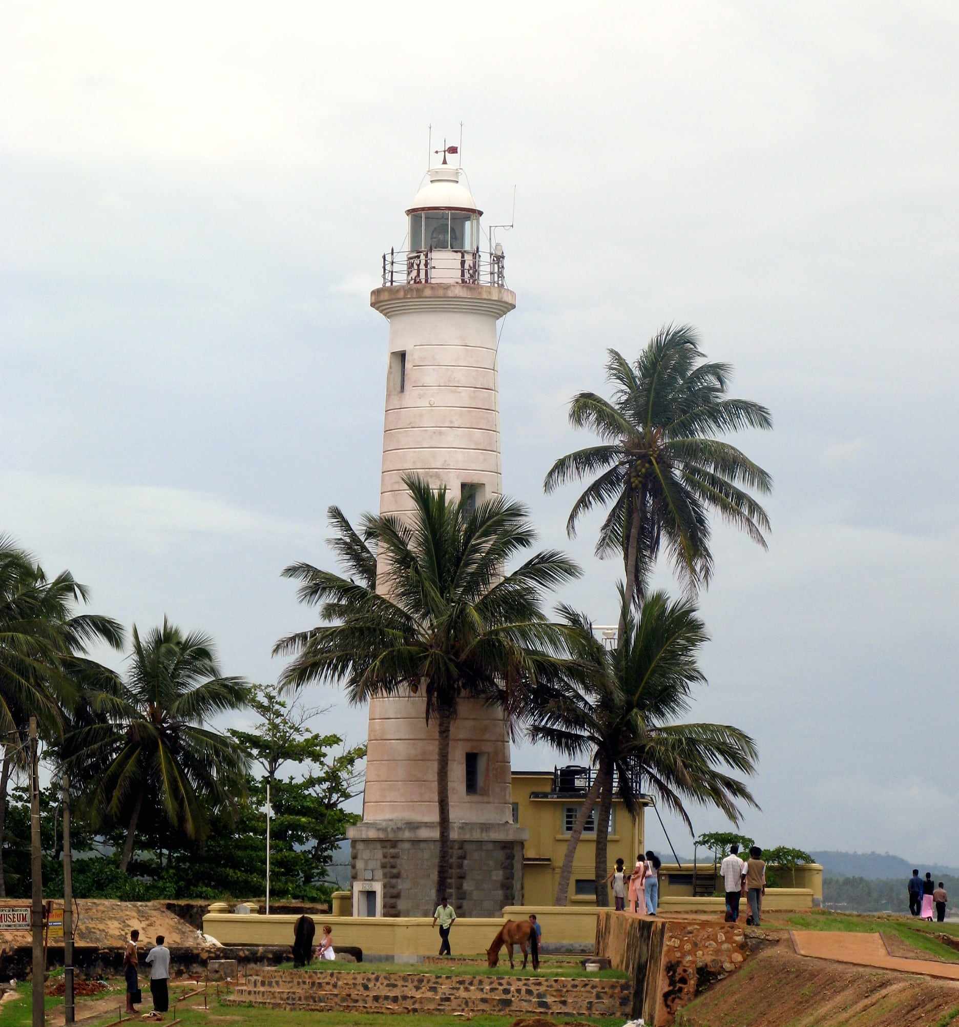 The white lighthouse on the ramparts of Galle Fort