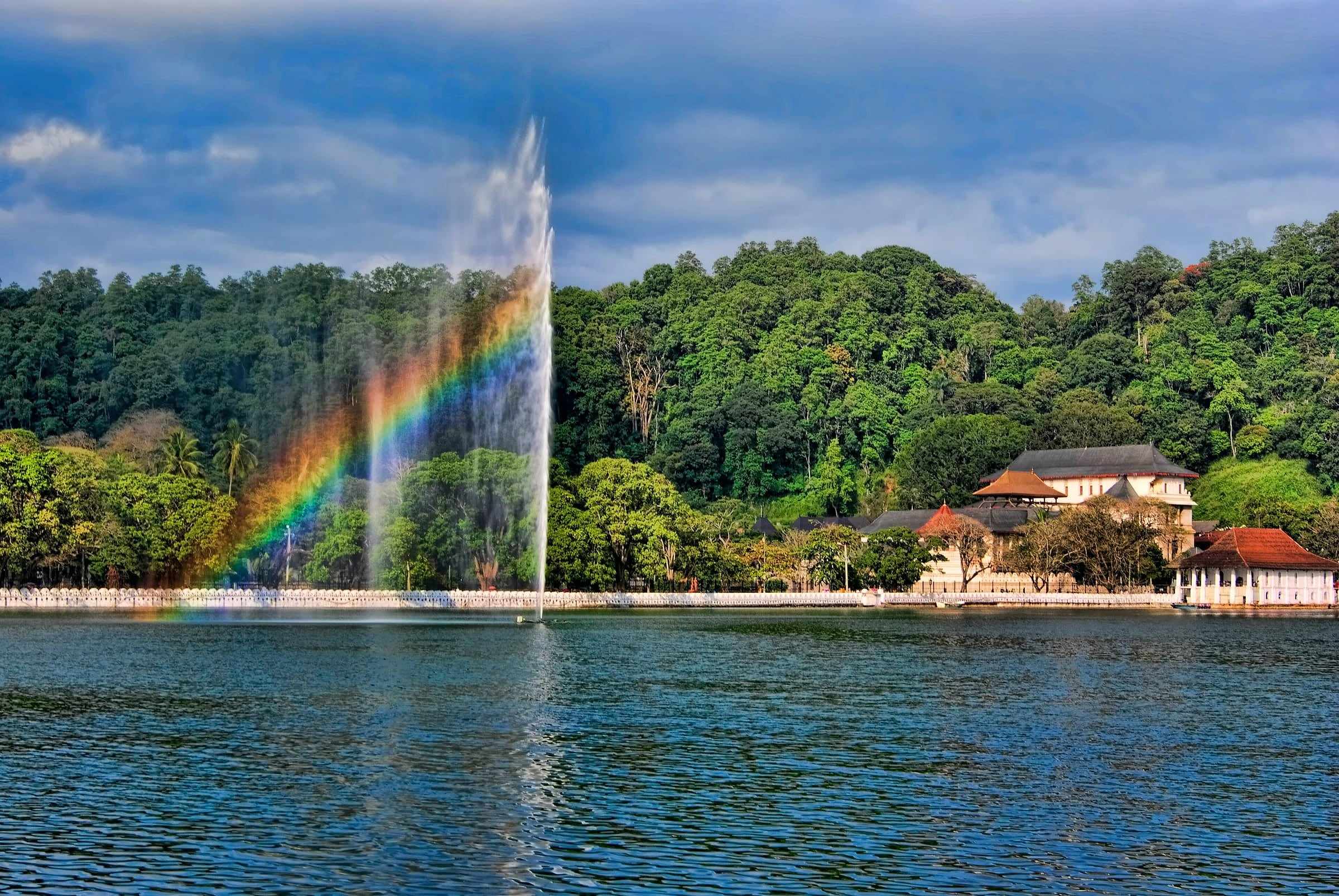 Kandy Lake with the Temple of the Sacred Tooth Relic on the shore